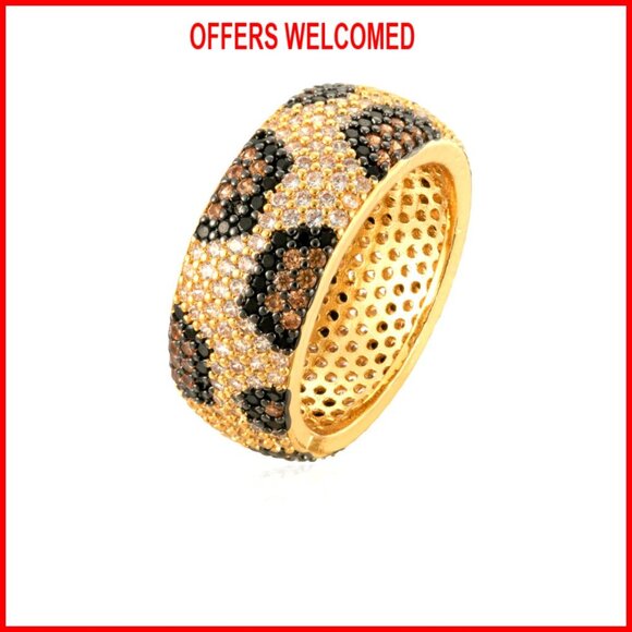 Jewelry - Gold Plated Leopard Statement Ring Size 7 Cubic Zirconia Stackable